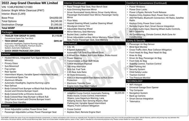 2022 Jeep Grand Cherokee WK Limited 4x4
