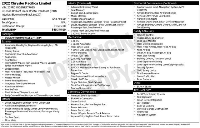 2022 Chrysler Pacifica Limited