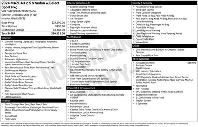 2024 Mazda Mazda3 Sedan 2.5 S Select Sport