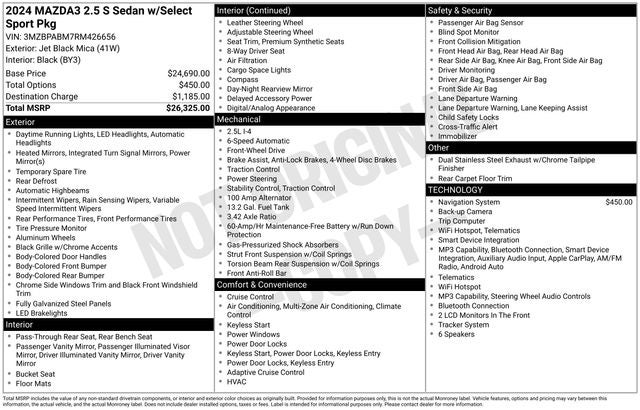 2024 Mazda Mazda3 Sedan 2.5 S Select Sport