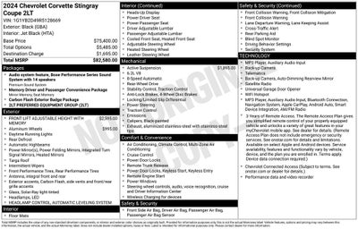 2024 Chevrolet Corvette Stingray 2LT