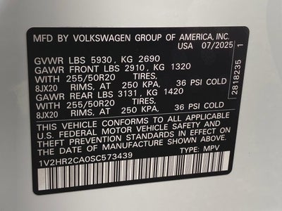 2025 Volkswagen Atlas 2.0T SE w/Technology