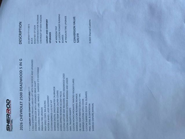 2026 Chevrolet Silverado 2500HD LT SHERROD 6" LIFT